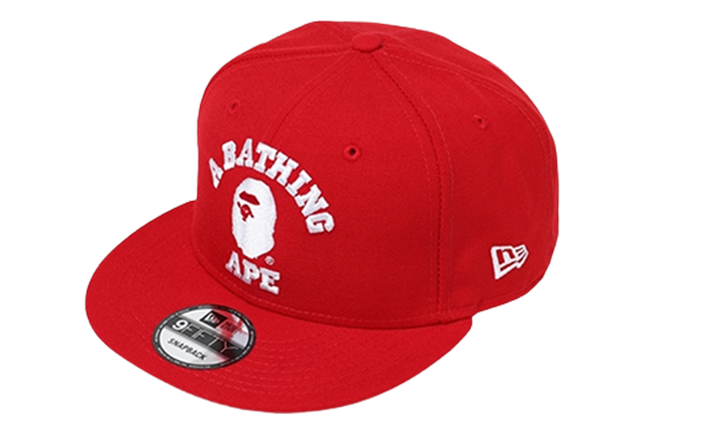 Bape College New Era Snap Back Cap Red