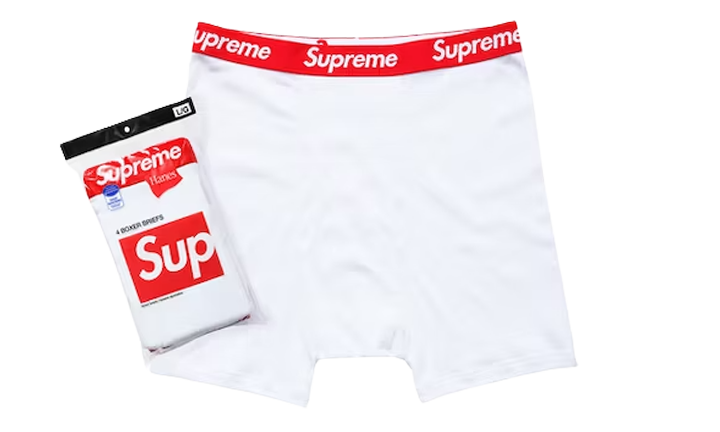 Supreme Hanes Boxer Briefs White (4 Pack)