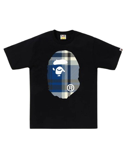 Bape Tee Check Big Ape Head Blue