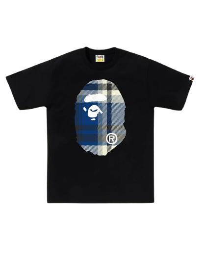 Bape Tee Check Big Ape Head Blue