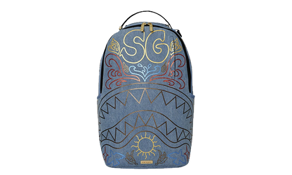 Sprayground Metallic Printed Denim Shark DLXSV Backpack