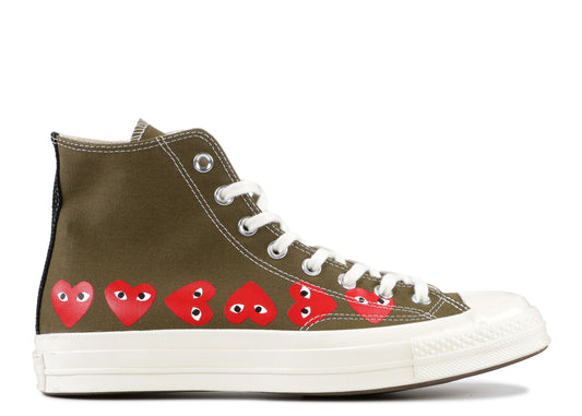 Converse Comme des Garçons Kaki Multi Hearts Haute