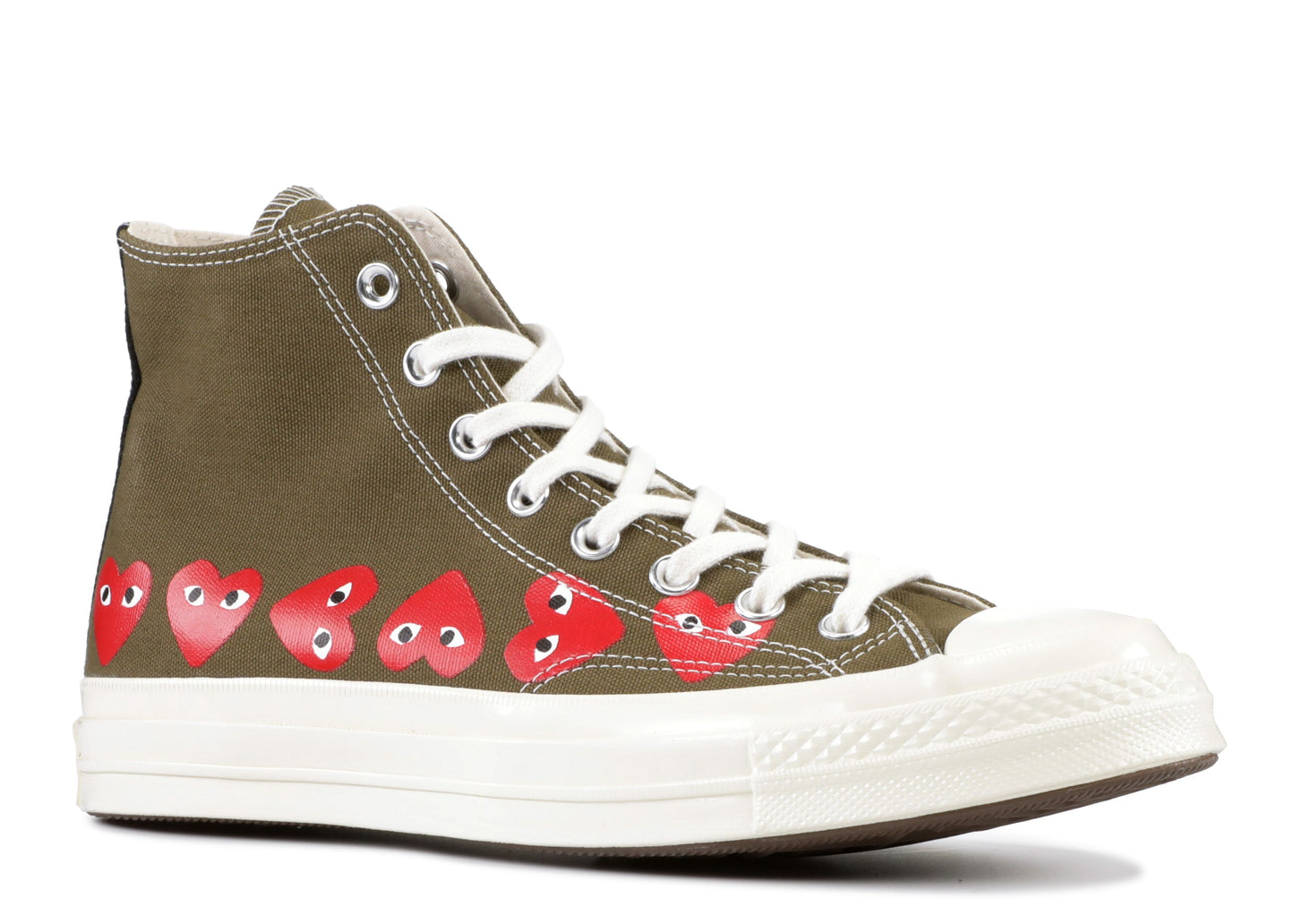 Converse Comme des Garçons Kaki Multi Hearts Haute