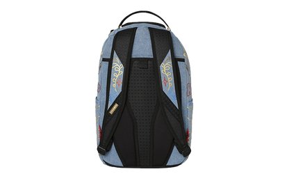 Sprayground Metallic Printed Denim Shark DLXSV Backpack