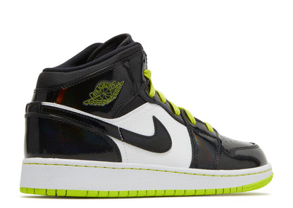 Air Jordan 1 Mid Black Cyber Mystic Green