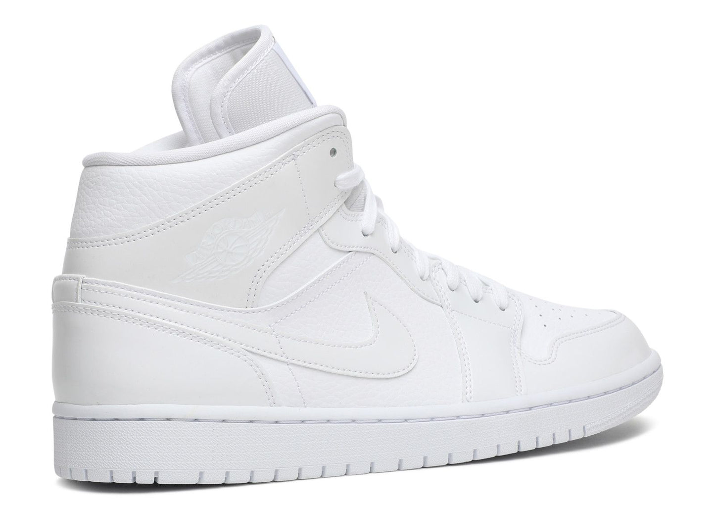 Air Jordan 1 Mid Triple White Patent Swoosh