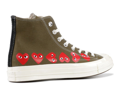 Converse Comme des Garçons Kaki Multi Hearts Haute