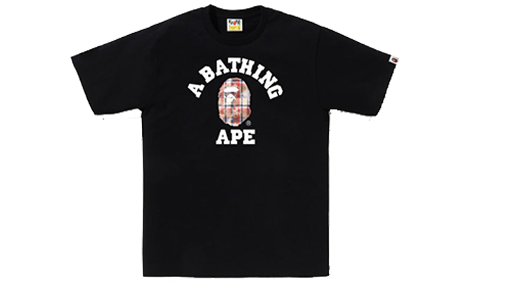 Bape Tee Bleached Check College Black