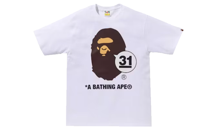 Bape Tee A Bathing Ape 31st Anniversary Ape Head White
