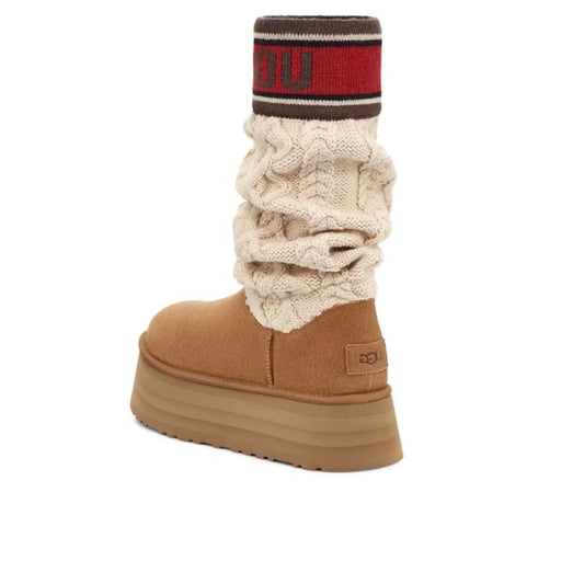 UGG Classic Sweater Letter Boot Chestnut