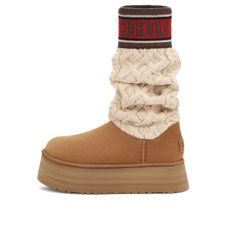 UGG Classic Sweater Letter Boot Chestnut