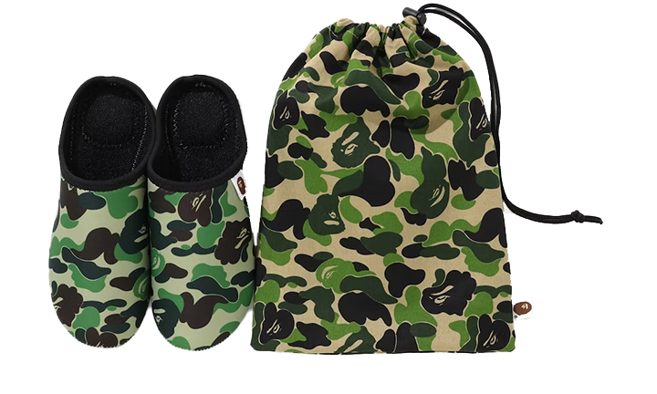 Bape ABC Slippers & Pouch Set Green