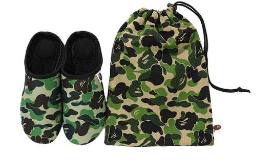 Bape ABC Slippers & Pouch Set Green